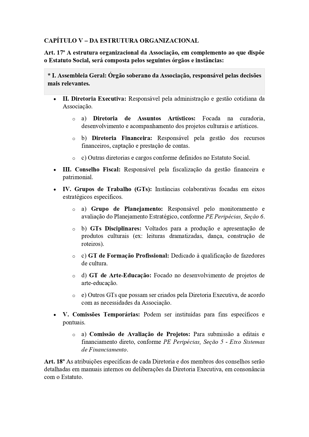regimento interno da associaÇÃo cultural peripÉcias page 0006